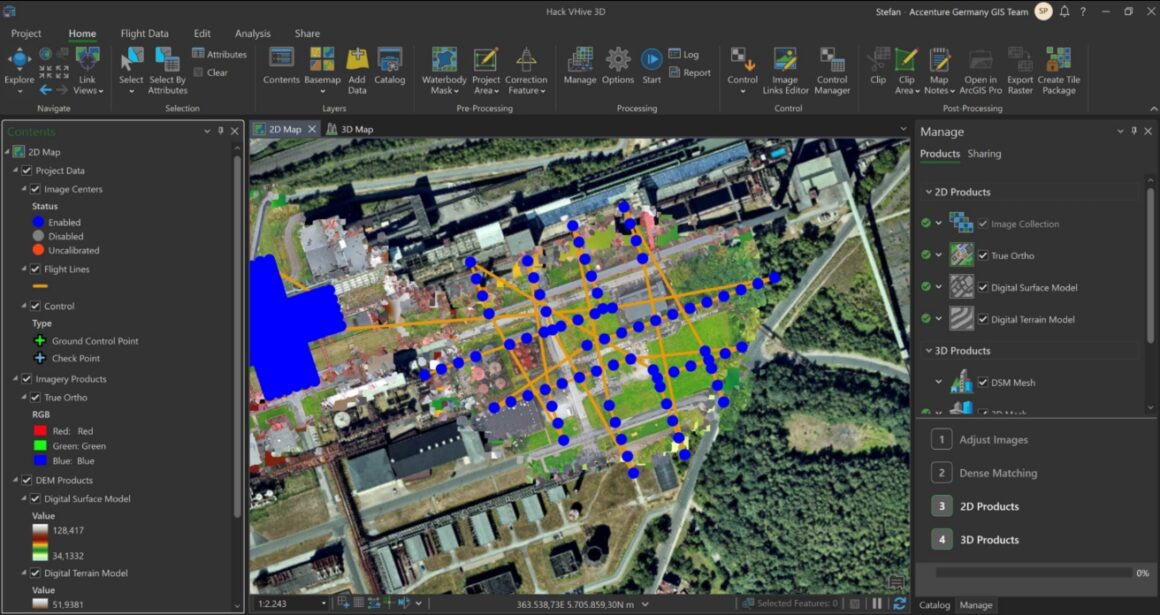 Drohnenaufnahmen von dem Gelände Zeche Zollverein & Essen Innovation Hub, welche mittels photogrammetrischer Methoden zur 3D-Modellierungen genutzt wurden