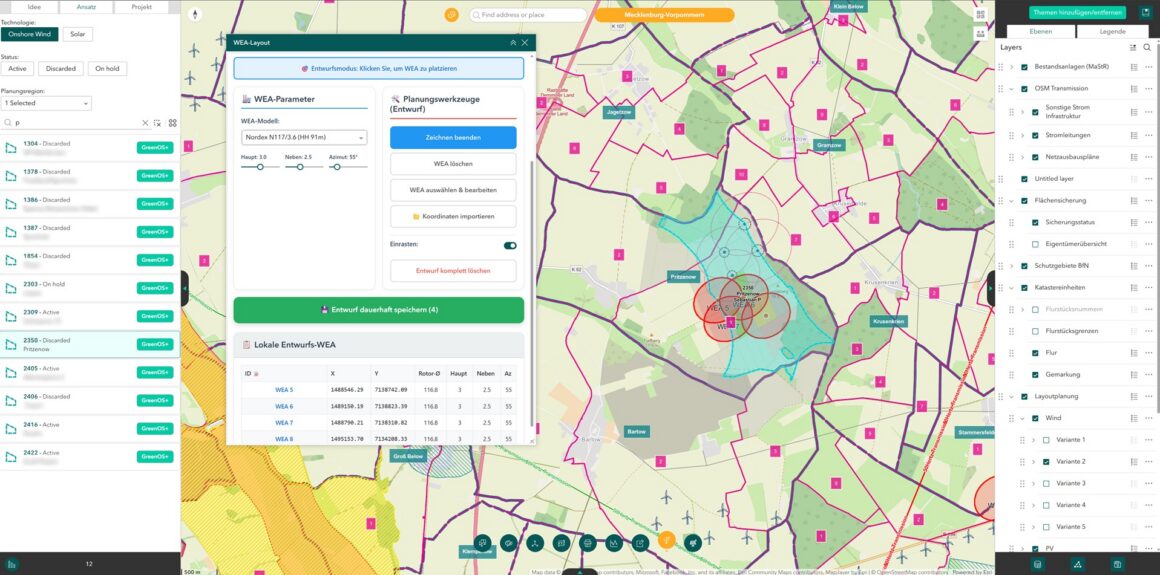 Layout-Planung für Windkraftanlagen im WebGIS
