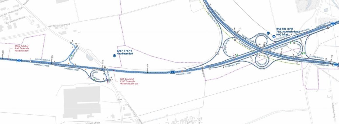 Autobahn Karte von oben aufgenommen.